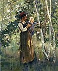 Mother and Child by the Hearth by Theodore Robinson
